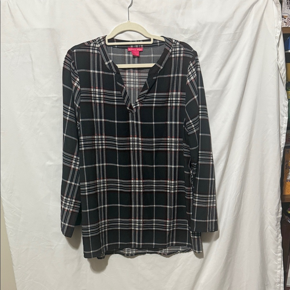Sunny Leigh Black Plaid Blouse Tunic